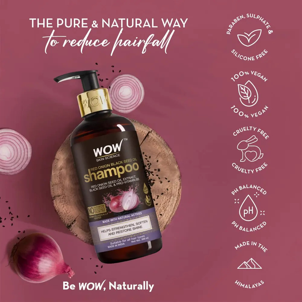 Wow Skin Science Red Onion Black Seed Oil Shampoo (Red Onion Seed Oil Extract Black Seed Oil & Pro-Vitamin B5 250Ml 397165755
