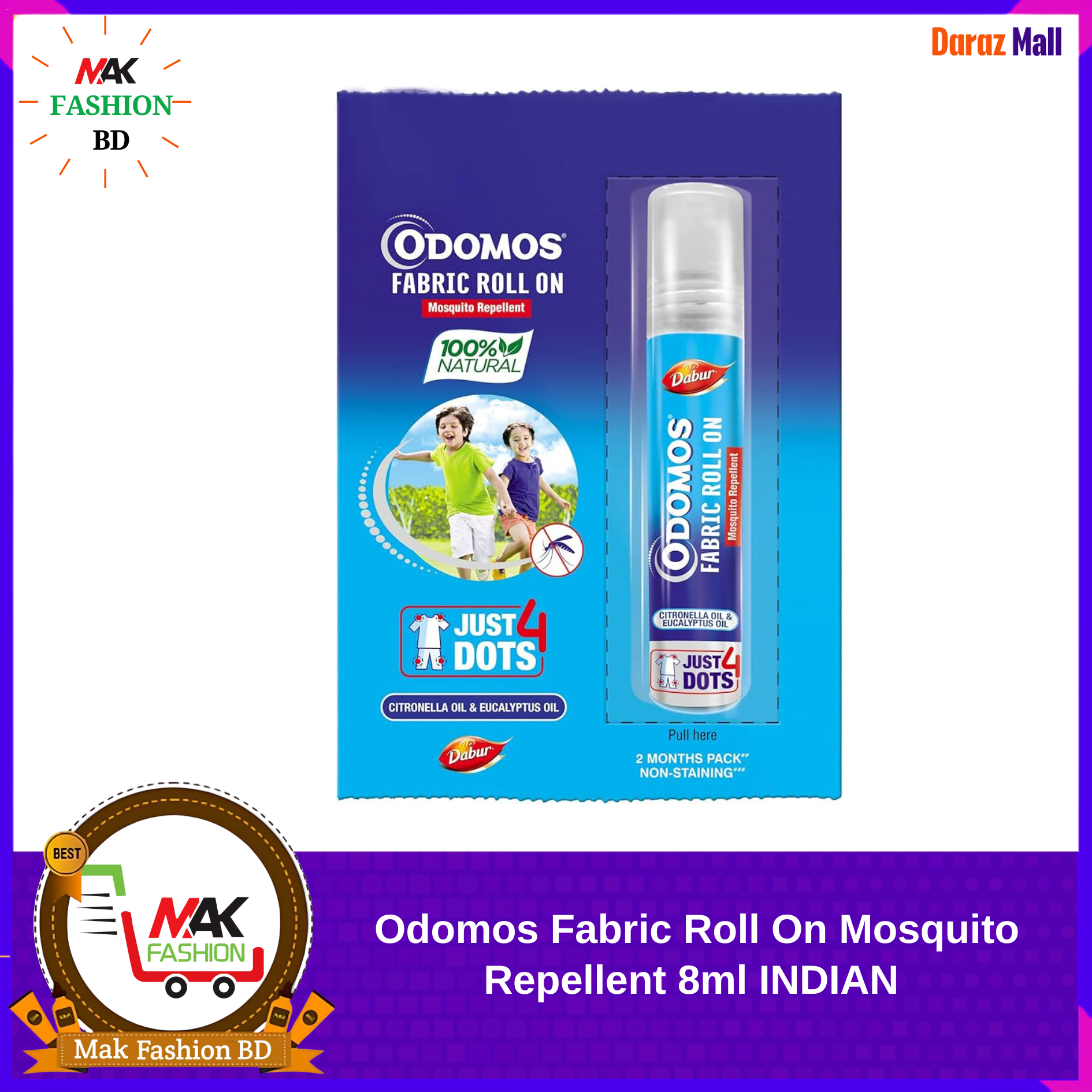 Odomos Fabric Roll On Mosquito Repellent 8ml INDIAN 1pcs  358998776
