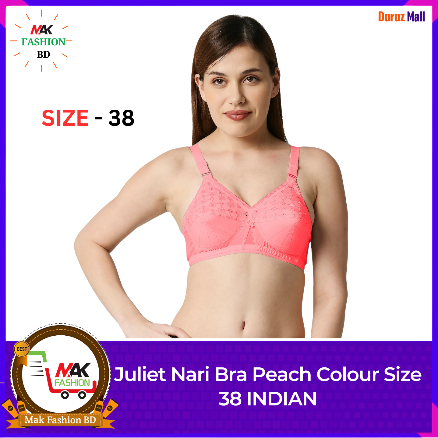 Juliet Nari Bra Peach Colour Size 38 INDIAN  420813045
