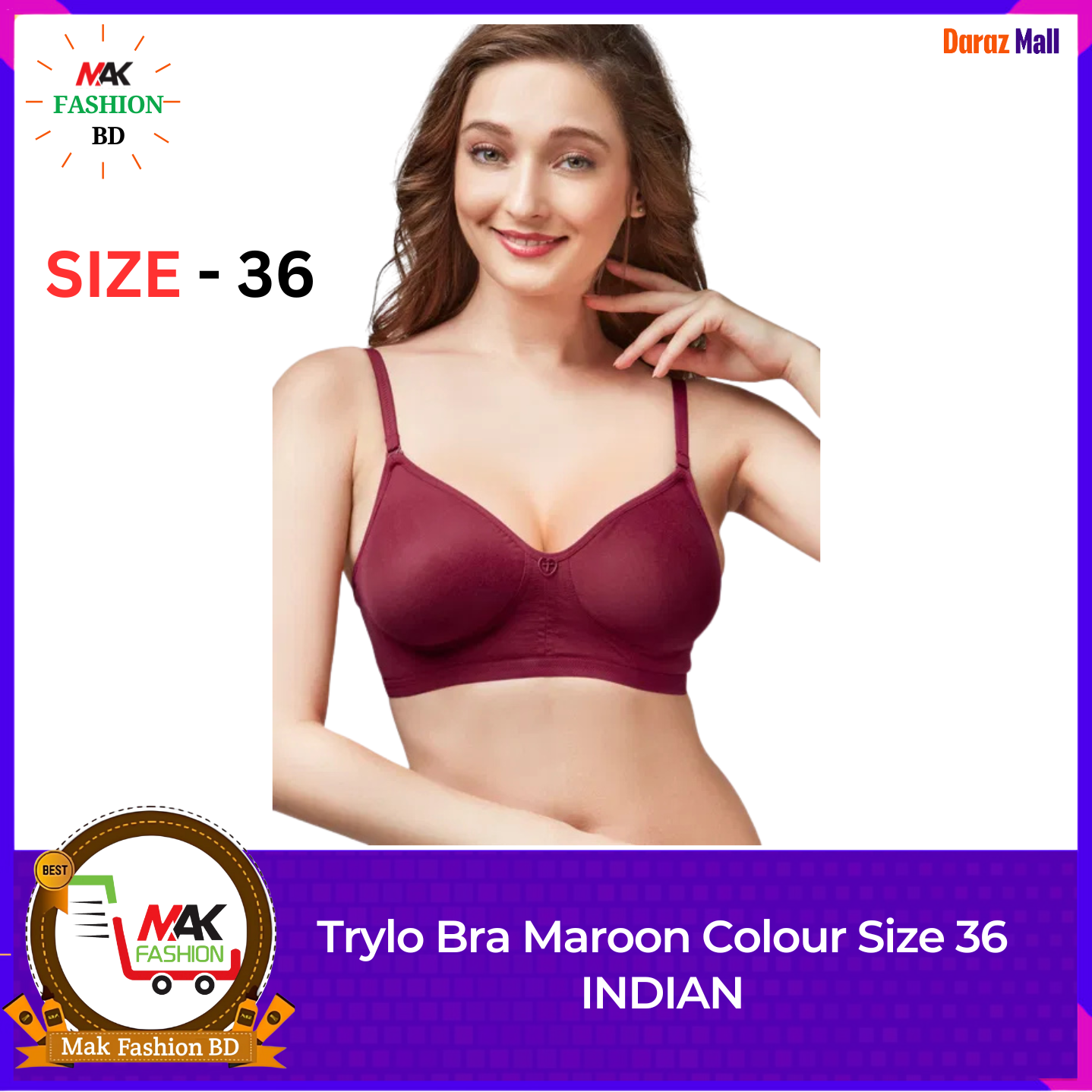 Trylo Bra Maroon Colour Size 36 INDIAN 375803559